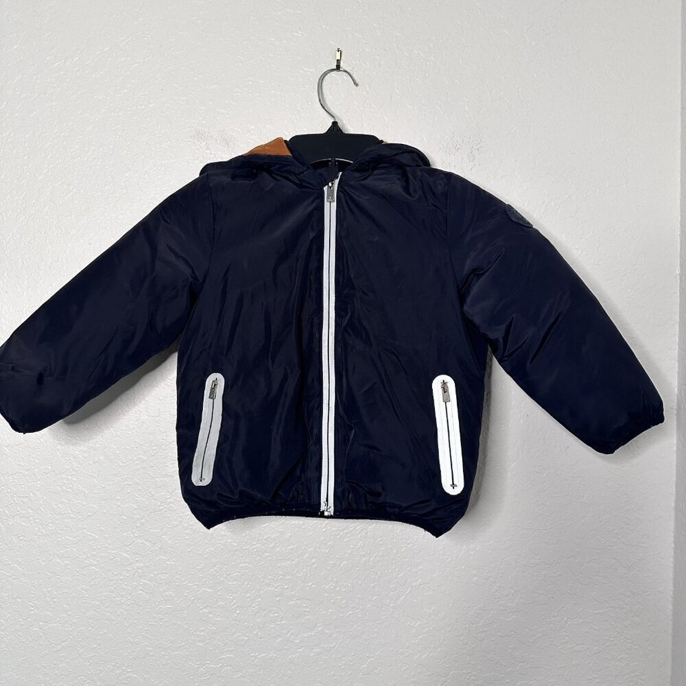 Jacadi Paris Girls Toddler Parka Hoodie Puffer Jacket Blue Size 4A